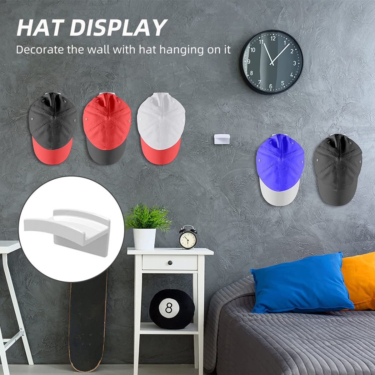 10PCS Hat Hook Self Adhesive Wall Mounted No Drilling Hat