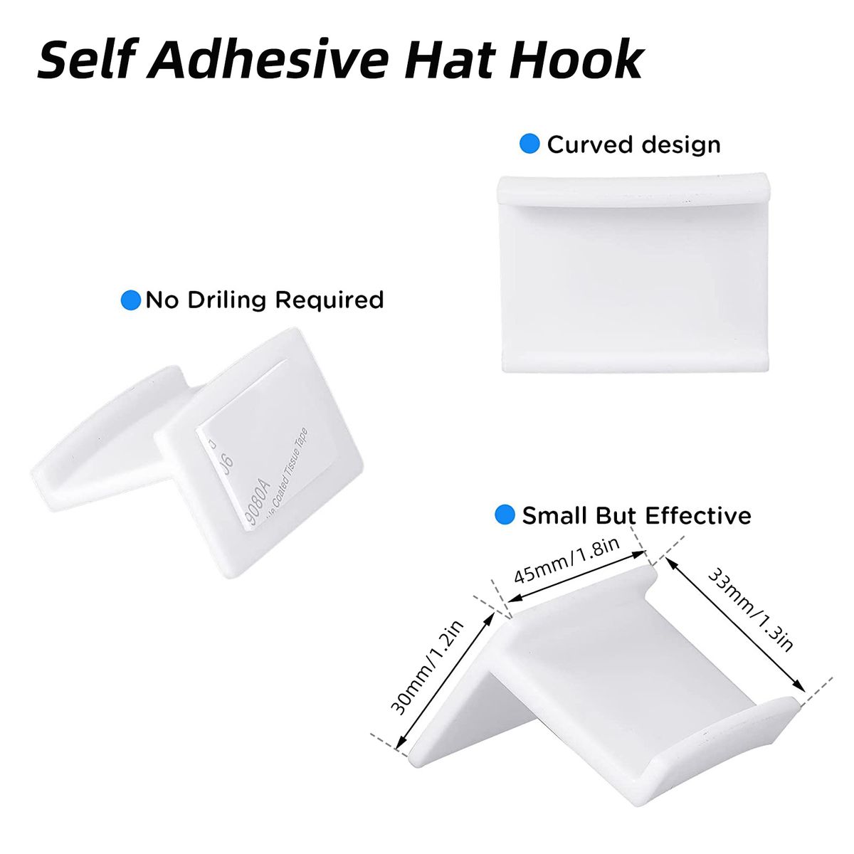 10PCS Hat Hook Self Adhesive Wall Mounted No Drilling Hat
