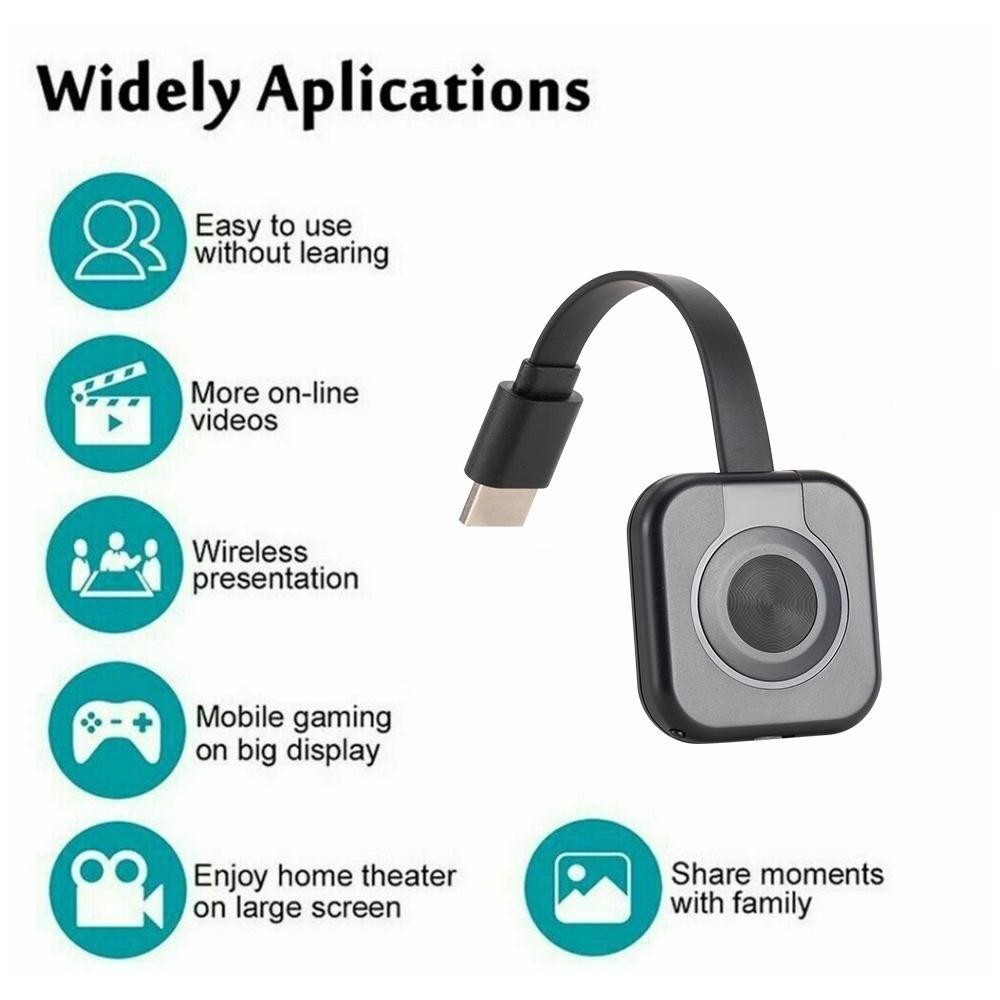 Mobile Phone Hdmi-compatible Bluetooth Adapter Projector Wireless Mirroring Screen Display Wifi Adapter Phone Accessories For PC Black