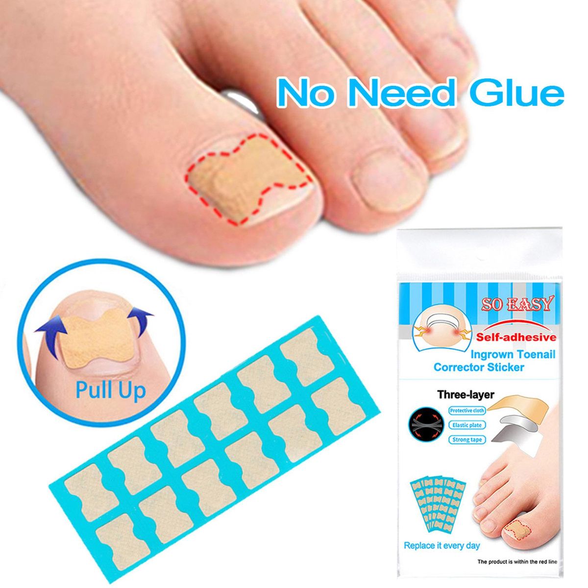 120Pcs Jelly Glue Self-adhesive Ingrown Teonail Corrector Stickers Simple Paste Daily Replacement Ingrown Teonail Corrector Tool