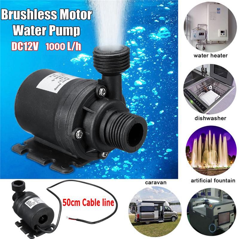 1000L/H 8M DC 12V Home Portable Brushless Motor Submersible Water Pump for Cooling System Fountains Heater Mini