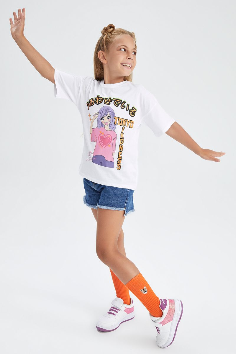 Girl - Regular Fit Knitted Short Sleeve Body - White