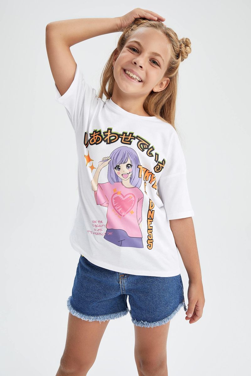 Girl - Regular Fit Knitted Short Sleeve Body - White