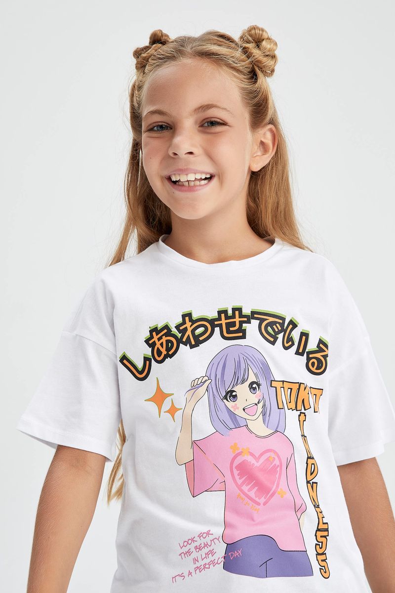 Girl - Regular Fit Knitted Short Sleeve Body - White