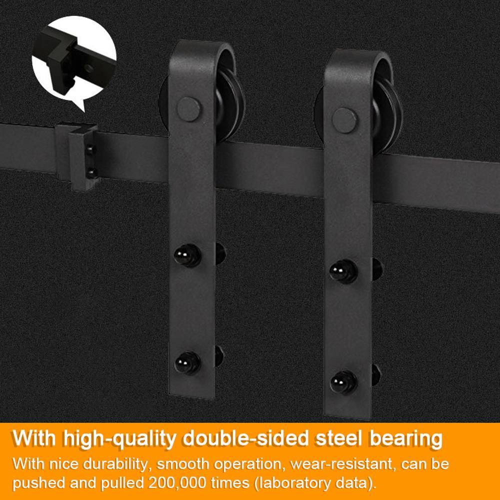 6.6ft Barn Door Hardware Kit Heavy Duty Sliding Barn Door Silent Track Rail Kit Easy to Install (J-Shape Hanger)