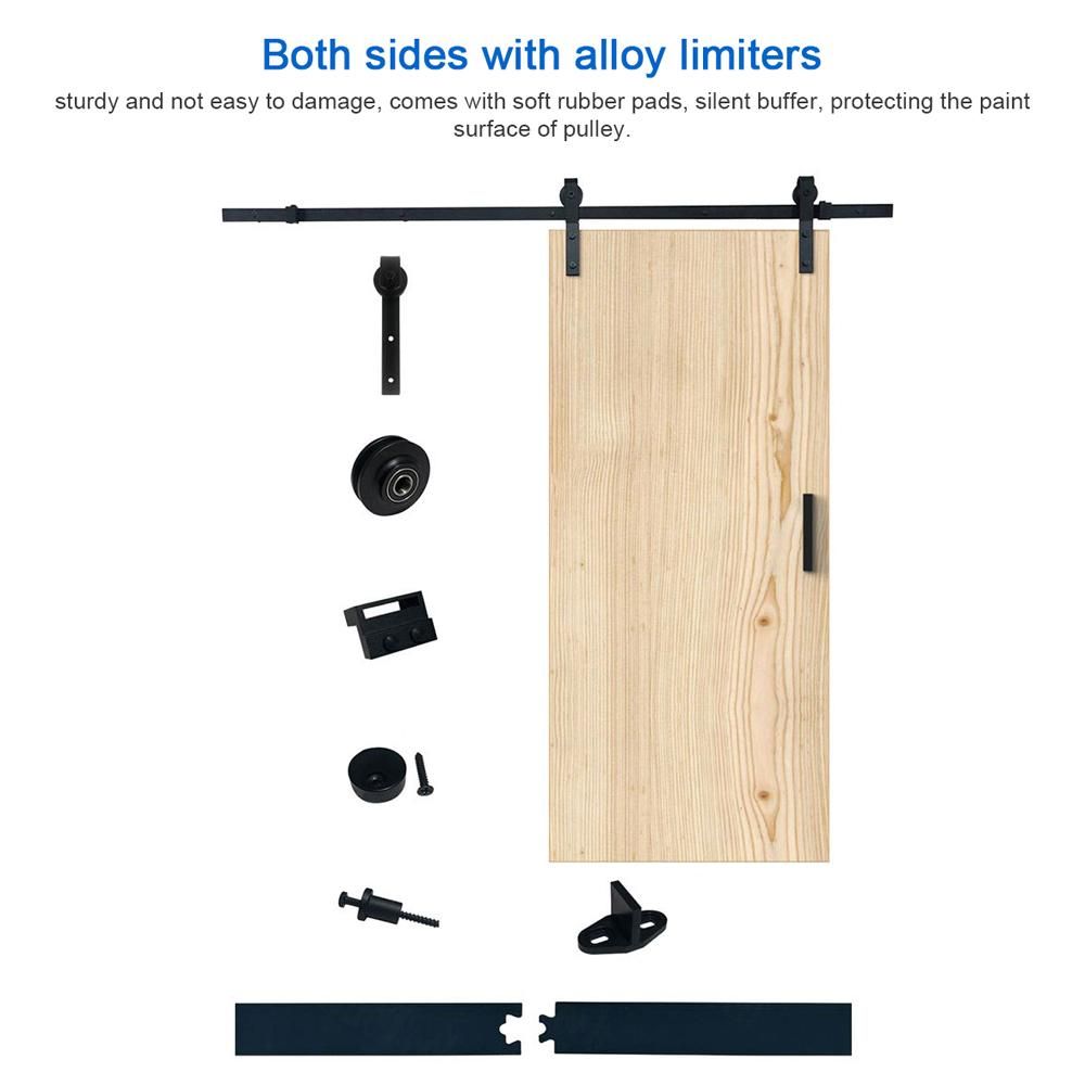 6.6ft Barn Door Hardware Kit Heavy Duty Sliding Barn Door Silent Track Rail Kit Easy to Install (J-Shape Hanger)