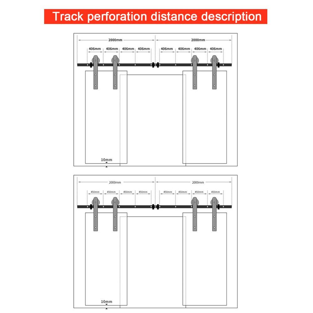 6.6ft Barn Door Hardware Kit Heavy Duty Sliding Barn Door Silent Track Rail Kit Easy to Install (J-Shape Hanger)