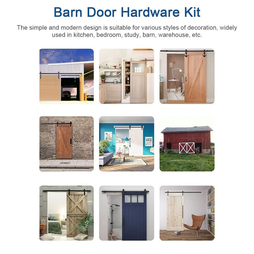 6.6ft Barn Door Hardware Kit Heavy Duty Sliding Barn Door Silent Track Rail Kit Easy to Install (J-Shape Hanger)