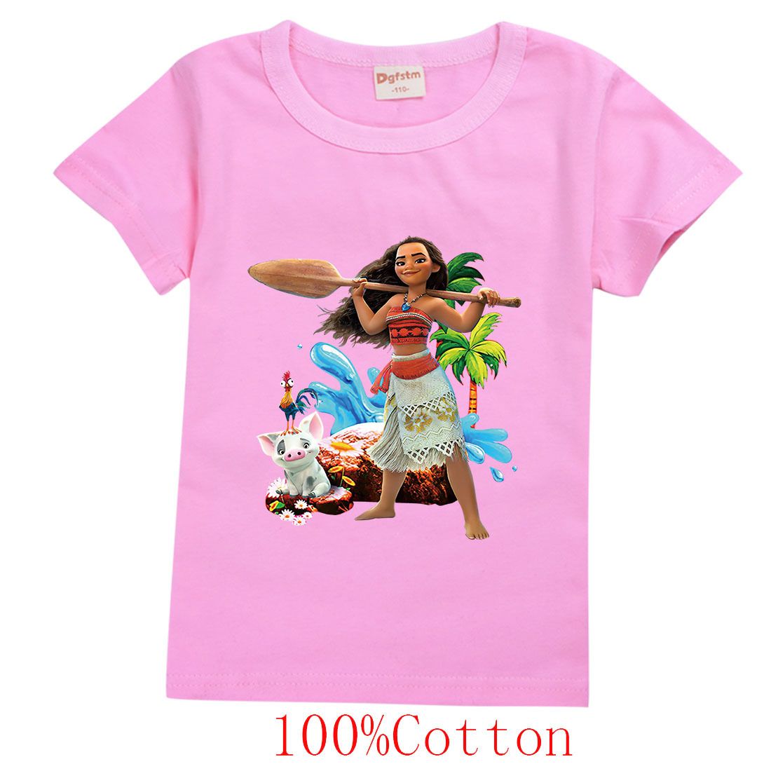 Girl Moana Print Top- Pink