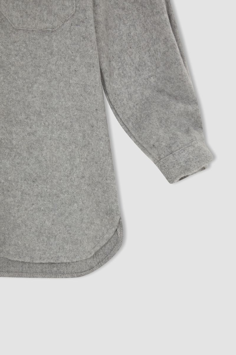 Girl - Oversize Fit Woven Long Sleeve Shirt - Grey