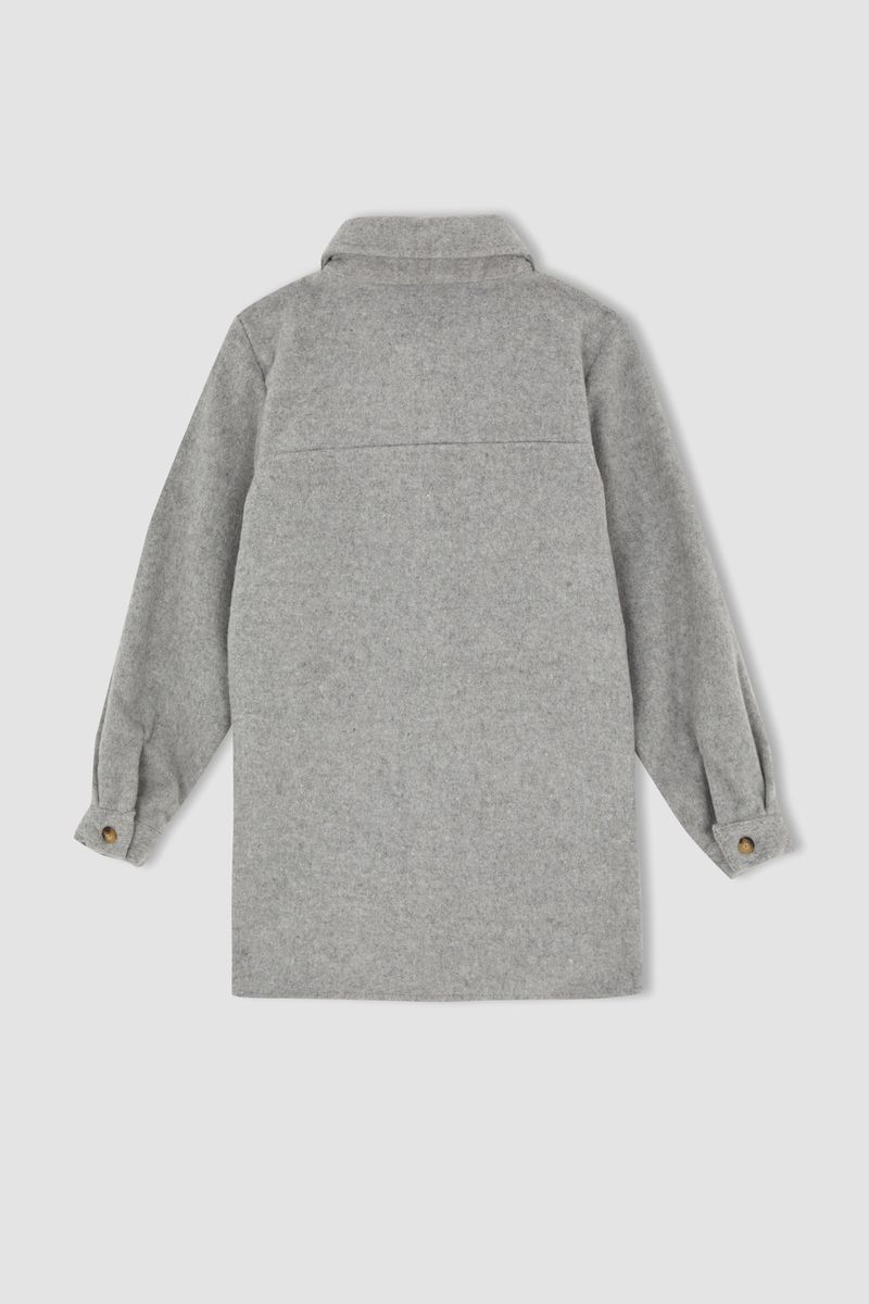 Girl - Oversize Fit Woven Long Sleeve Shirt - Grey
