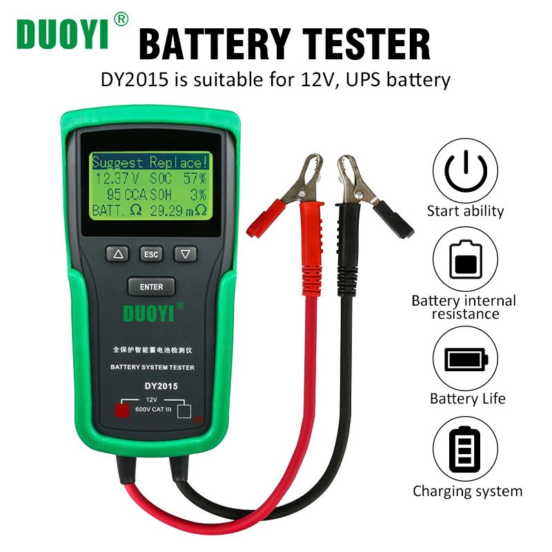 DUOYI DY2015 12V Auto Battery Load Tester Tools 100-1700CCA