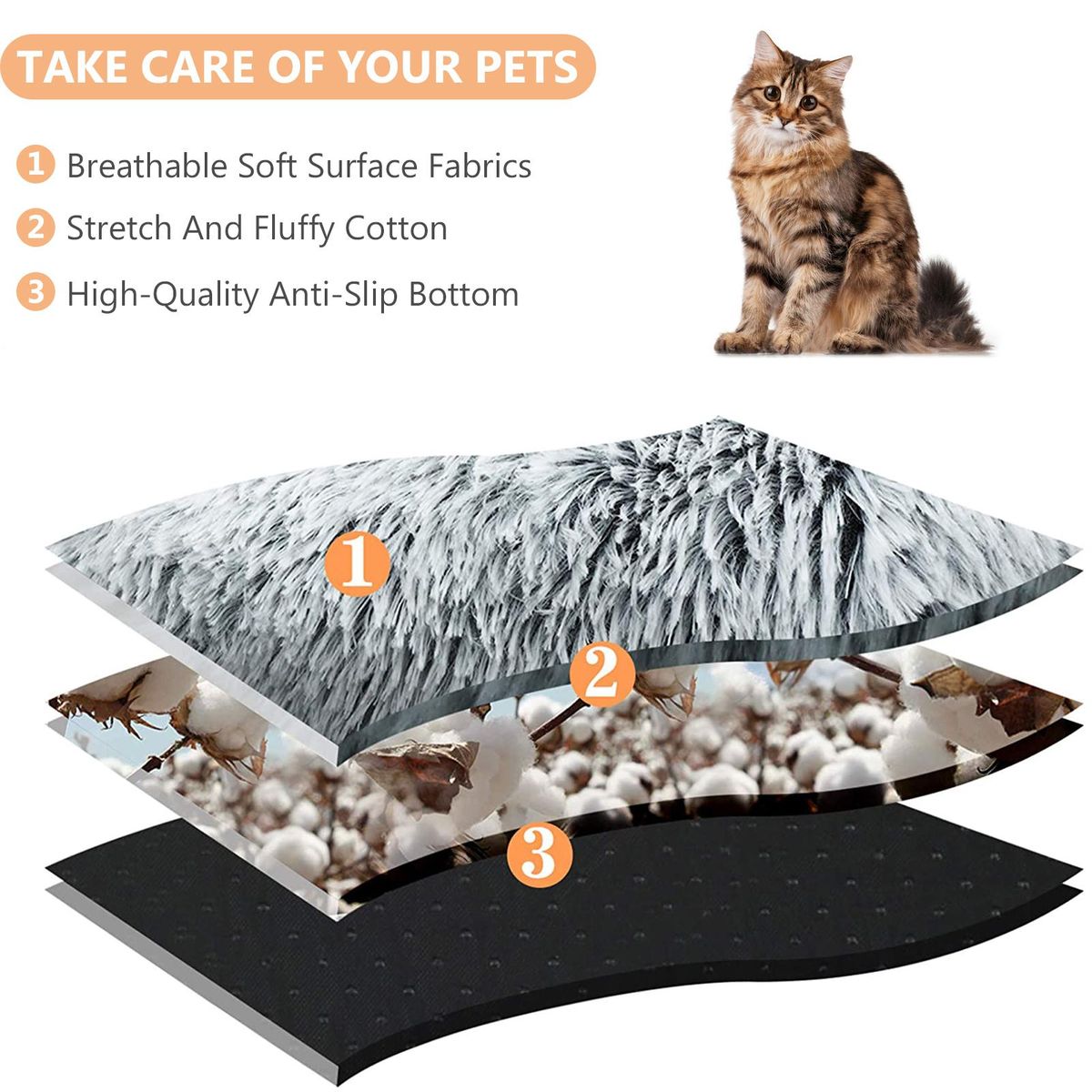 Pet Bed Round Soft Plush Burrowing Cave Cat Dog Hooded Bed Soft Faux Fur Calming Bed Self-Warming Anti Anxiety Cuddler Waterproof Washable Suitable for Small Medium Pet