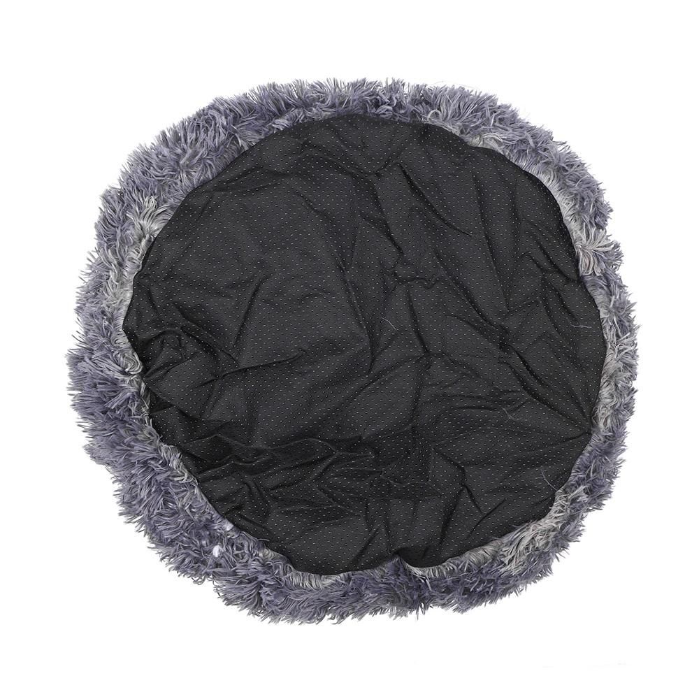 Comfortable Plush Round Pet Bed for Dogs Cats Soft Fur Donut Anti-slip Waterproof Base Washable Self Warming Cushion Bed Multiple Sizes Dark Gray 4XL 110CM