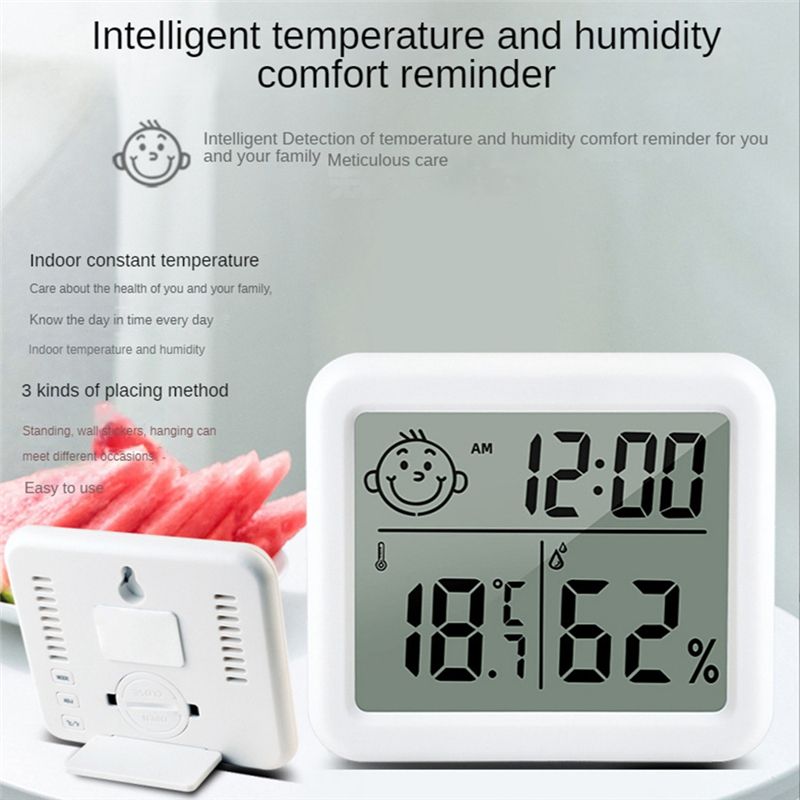 Ultra Thin Digital  Meter Automatic Electronic Humidity Monitor Alarm Clock LCD Indoor Dry Hygrometer