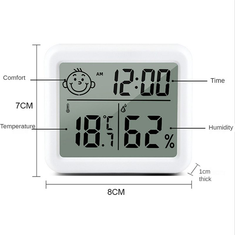 Ultra Thin Digital  Meter Automatic Electronic Humidity Monitor Alarm Clock LCD Indoor Dry Hygrometer