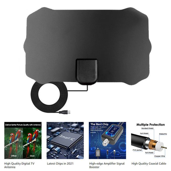 HDTV Antenna Indoor 1000 Miles Digital Antenna Tv Aerial D VB-T2 ATSC ISDB Satellite Dish Receiver