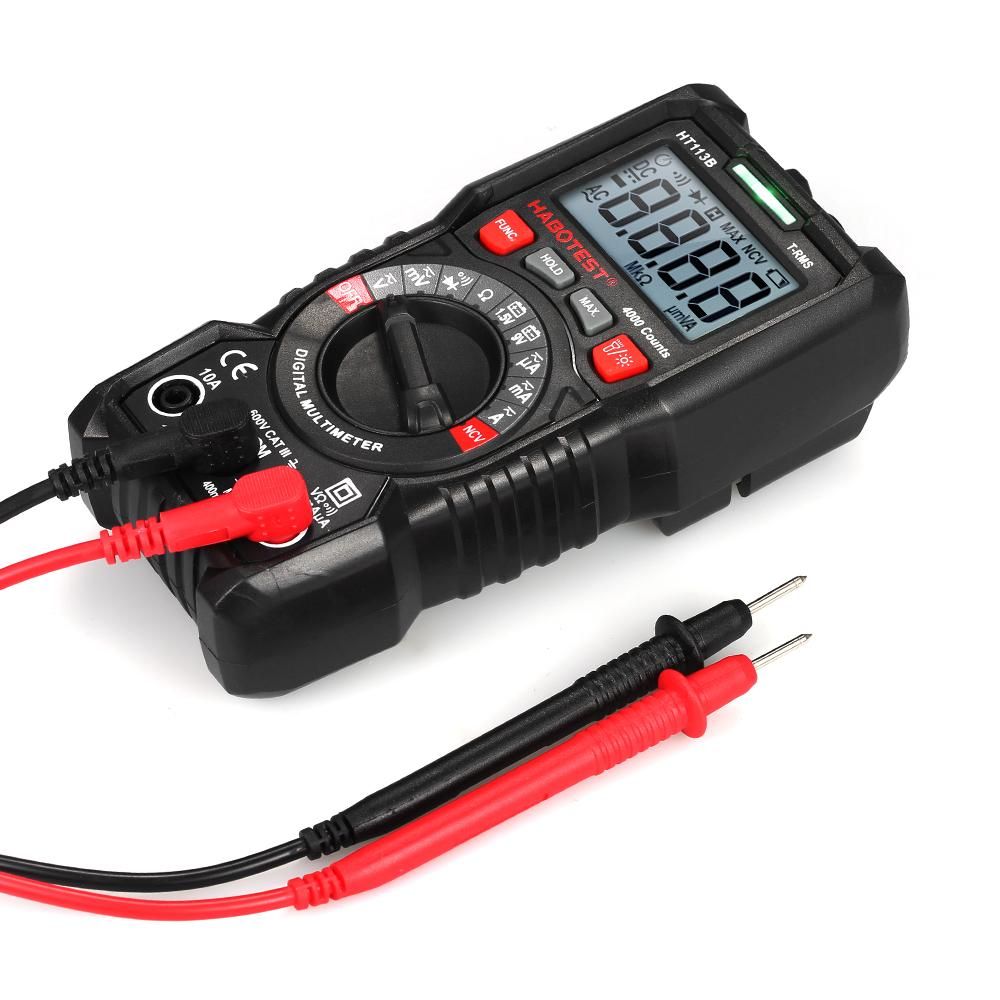 HABOTEST Digital Multimeter Auto Range True RMS 4000 Counts Non Contact Multi Meter Voltmeter Ammeter Ohmmeter Measuring AC/DC Voltage Current Resistance Continuity Test Diode NCV Tester Maximum Measurement with Backlight LCD