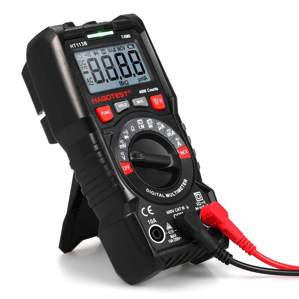HABOTEST Digital Multimeter Auto Range True RMS 4000 Counts Non Contact Multi Meter Voltmeter Ammeter Ohmmeter Measuring AC/DC Voltage Current Resistance Continuity Test Diode NCV Tester Maximum Measurement with Backlight LCD
