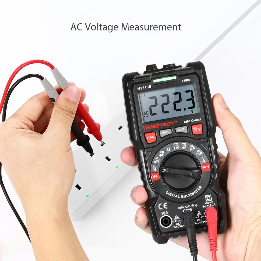 HABOTEST Digital Multimeter Auto Range True RMS 4000 Counts Non Contact Multi Meter Voltmeter Ammeter Ohmmeter Measuring AC/DC Voltage Current Resistance Continuity Test Diode NCV Tester Maximum Measurement with Backlight LCD