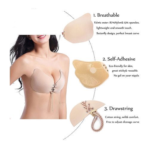 Women Ladies  Backless Strapless Silicone Gel Sticky Bra