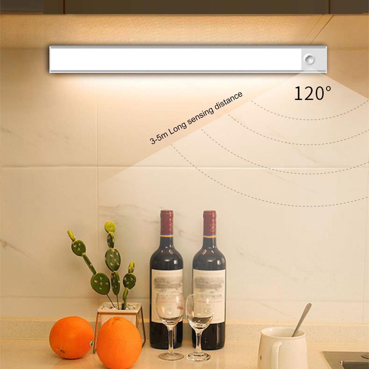 47LEDs 30CM/11.8Inches Cabinet Lamp Adopted PIR Motion Inductor Sensor+Sensitive Light Control/ Constant Bright 2 Lighting Working Modes/ Touching Switching/ 3 Colors Temperature Changing/ Built-in 1100mAh Rechargeable Cell T