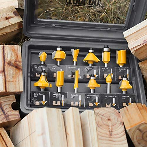 TOOLDO Router Bits 12 Pieces Set 12 Pcs 14 Shank Beginner Ro