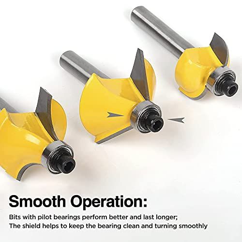 TOOLDO Router Bits 12 Pieces Set 12 Pcs 14 Shank Beginner Ro