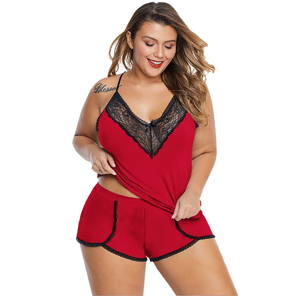 Woman Y Underwear Set Plus Size Lace Stitching See Through Mesh Backless  Suit