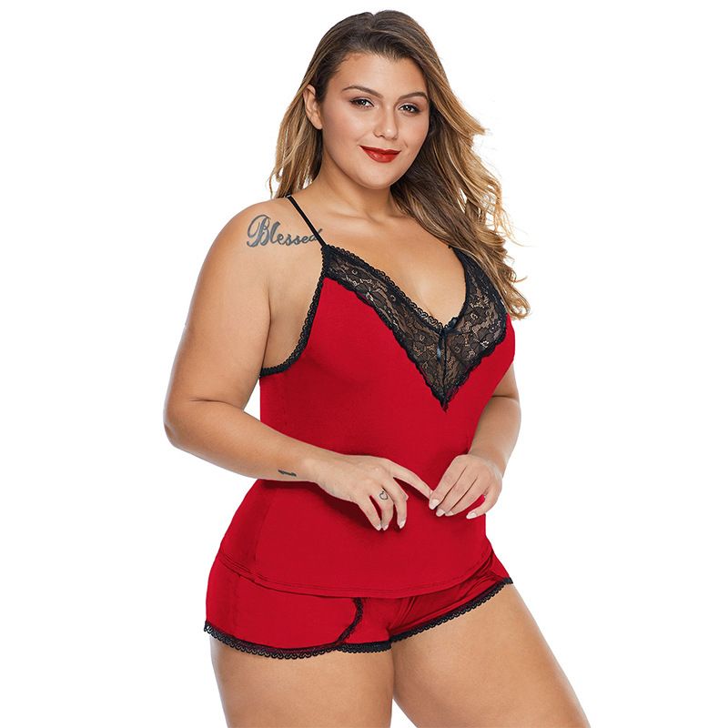 Woman Y Underwear Set Plus Size Lace Stitching See Through Mesh Backless  Suit