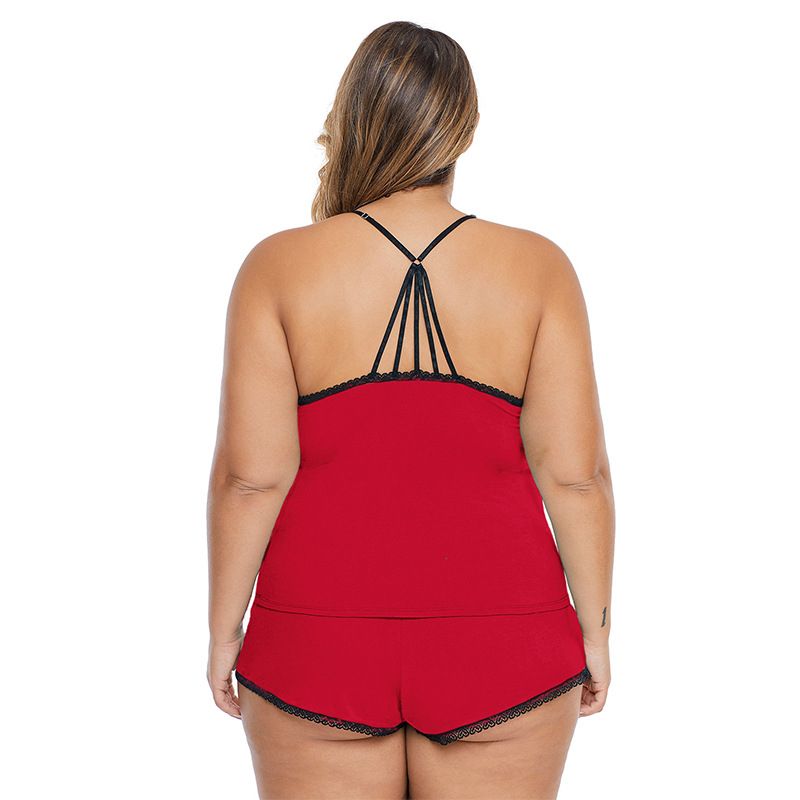 Woman Y Underwear Set Plus Size Lace Stitching See Through Mesh Backless  Suit