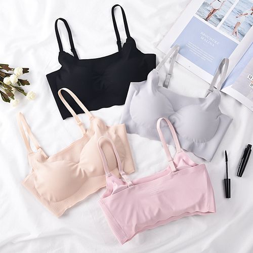 4 In 1 Seamless Bra Wireless Plus Size Ice Silk Padded Top Sexy Women Bralet
