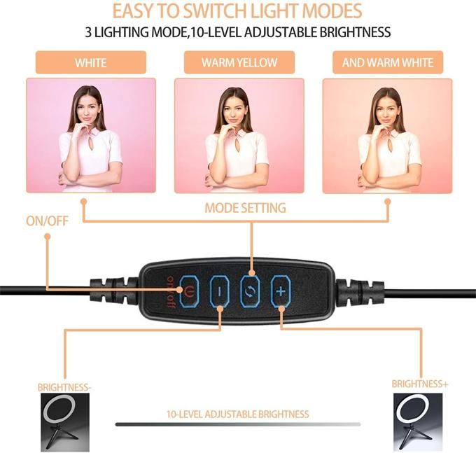 10 Inch 26cm LED Ring Light Photography Selfie Ring Light with Stand for Smartphone Youtube Makeup Video