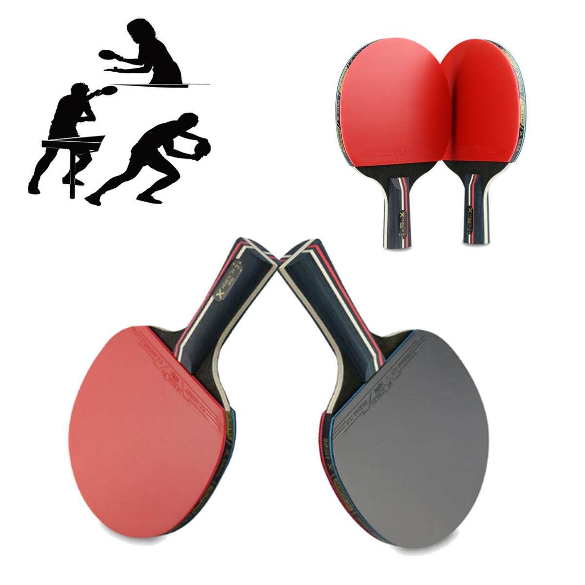 Pair Of 3 Stars Table Tennis Racket Ping Pong Bat W/ 3 Balls + Carrying Bags Set # 2 Straight Racket 2 Straight Shots