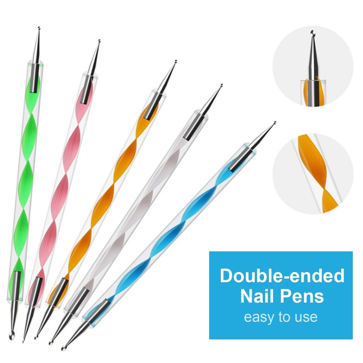Nail Brushes Set With Nail Stickers Nail Dotting Pens Pick Up Tweezers Nail Art DIY Nail Tool Kit For Beginners