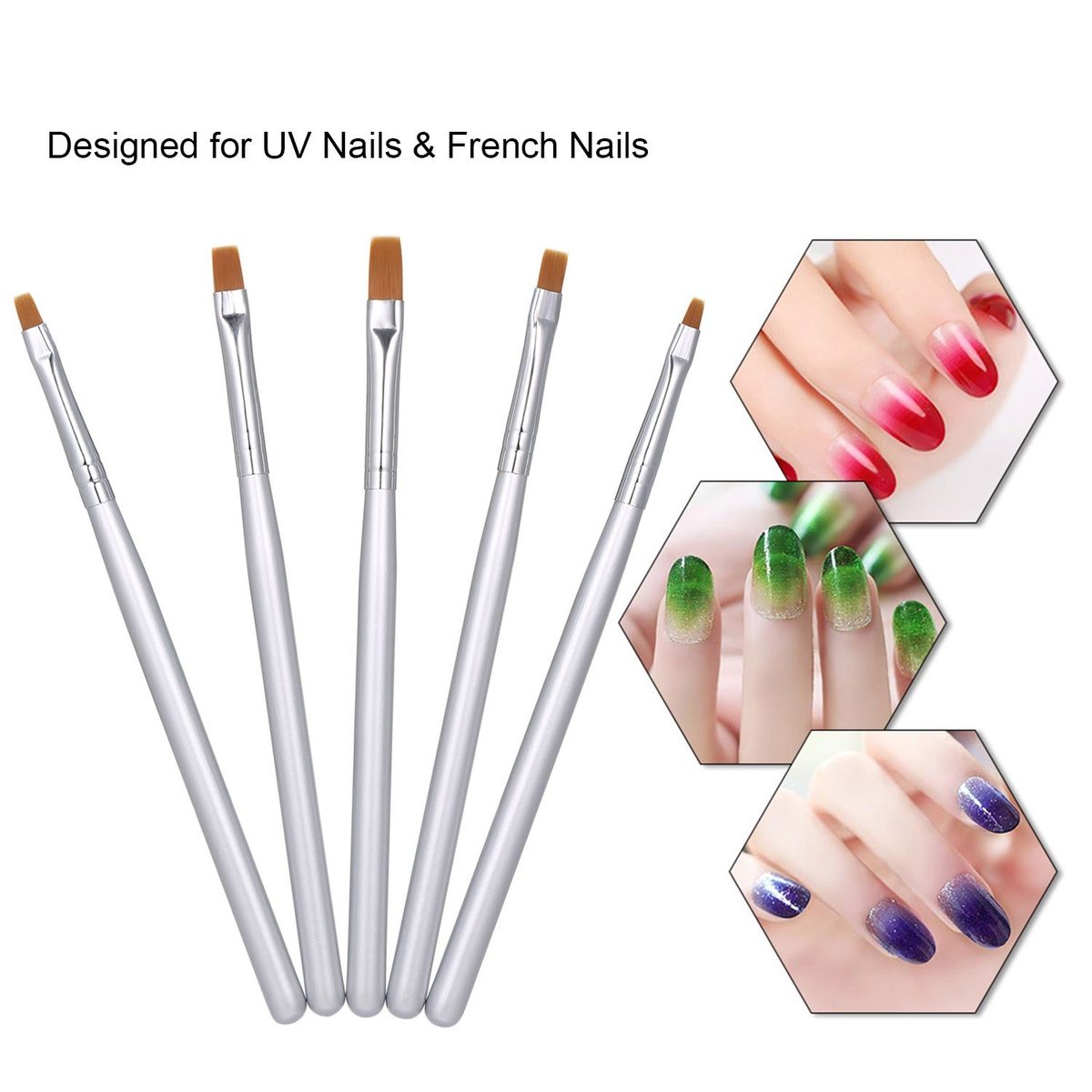 Acrylic Nail Brush Kit 5pcs Nail Builder Brushes Nail Art Tips UV Nail Pens For Nail Art Design Painting Drawing Pen Set Nail Tool