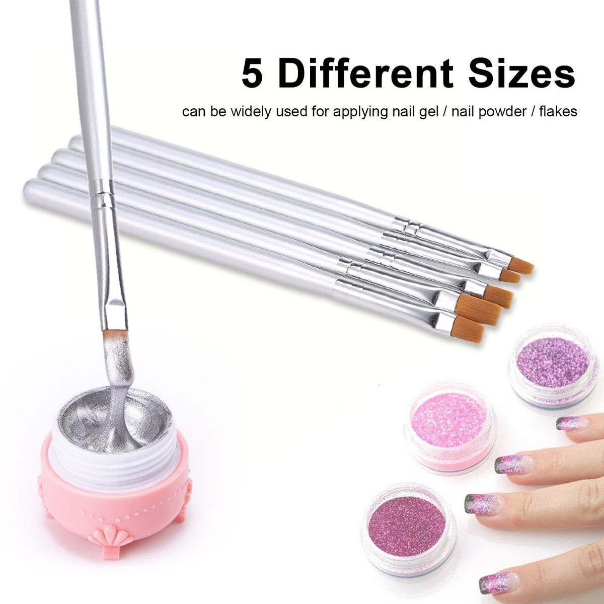Acrylic Nail Brush Kit 5pcs Nail Builder Brushes Nail Art Tips UV Nail Pens For Nail Art Design Painting Drawing Pen Set Nail Tool