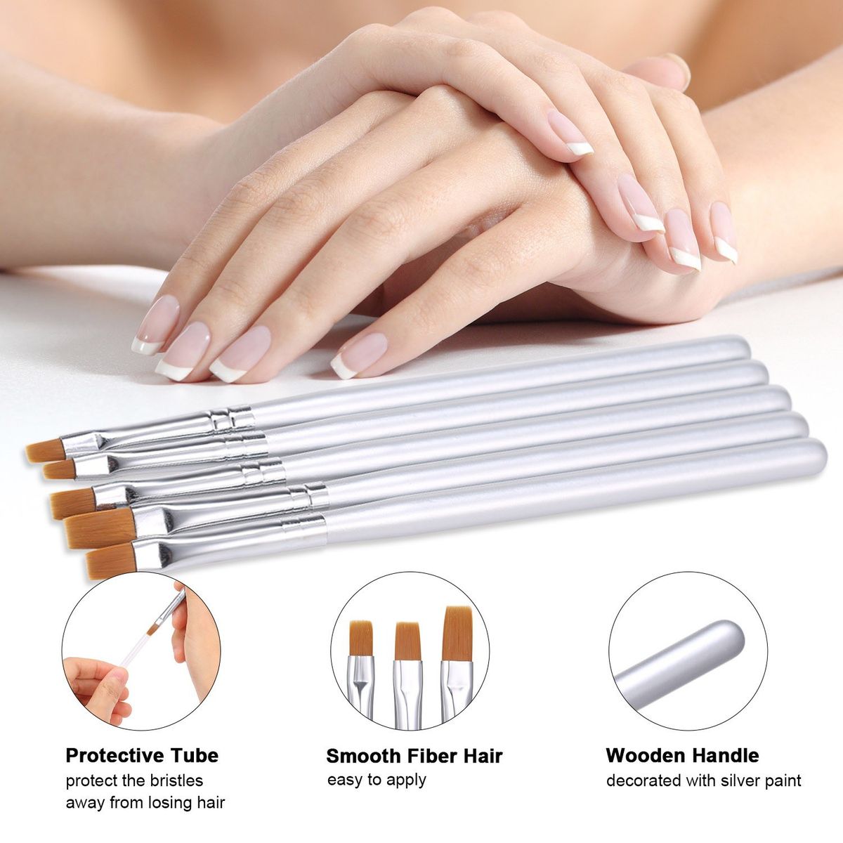 Acrylic Nail Brush Kit 5pcs Nail Builder Brushes Nail Art Tips UV Nail Pens For Nail Art Design Painting Drawing Pen Set Nail Tool