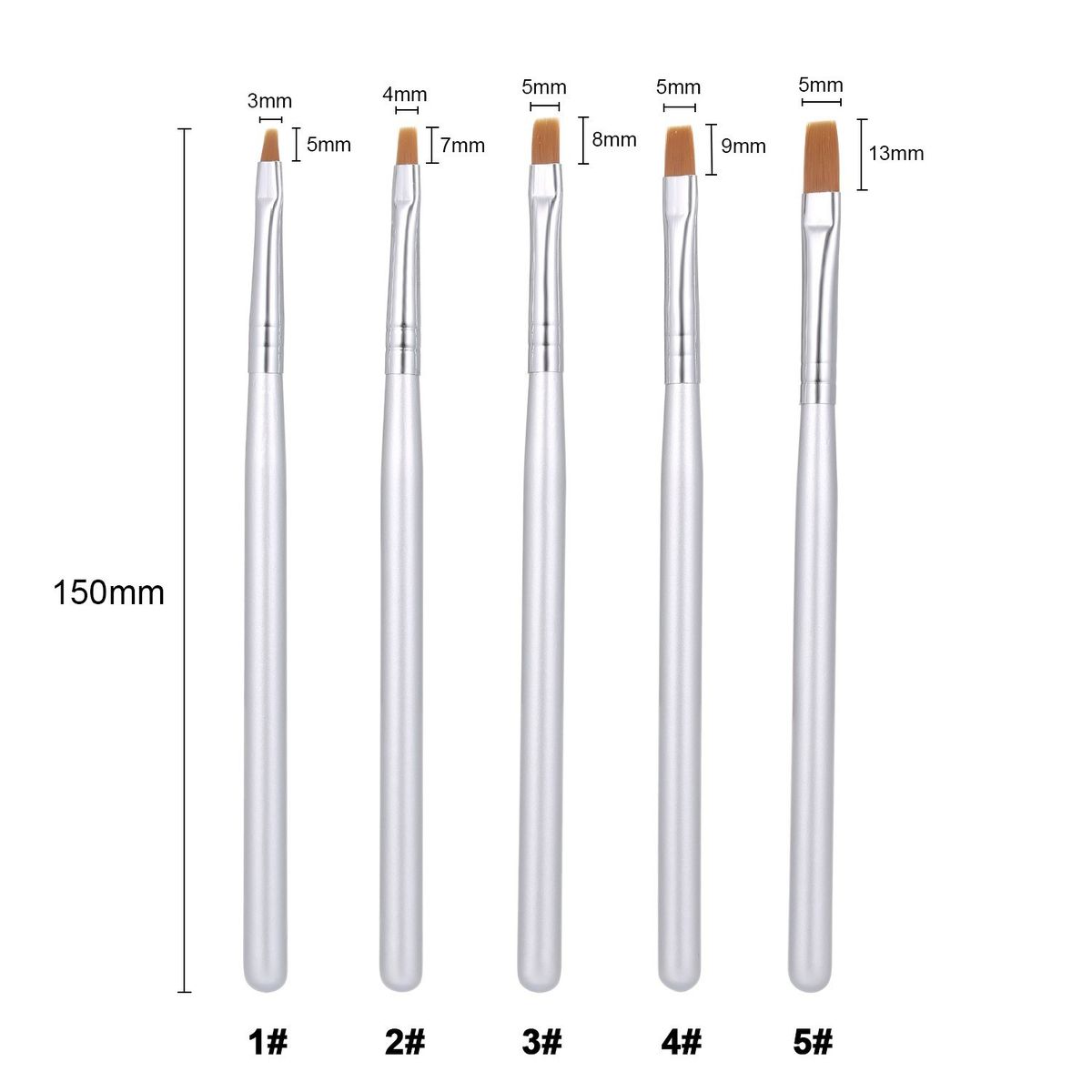 Acrylic Nail Brush Kit 5pcs Nail Builder Brushes Nail Art Tips UV Nail Pens For Nail Art Design Painting Drawing Pen Set Nail Tool