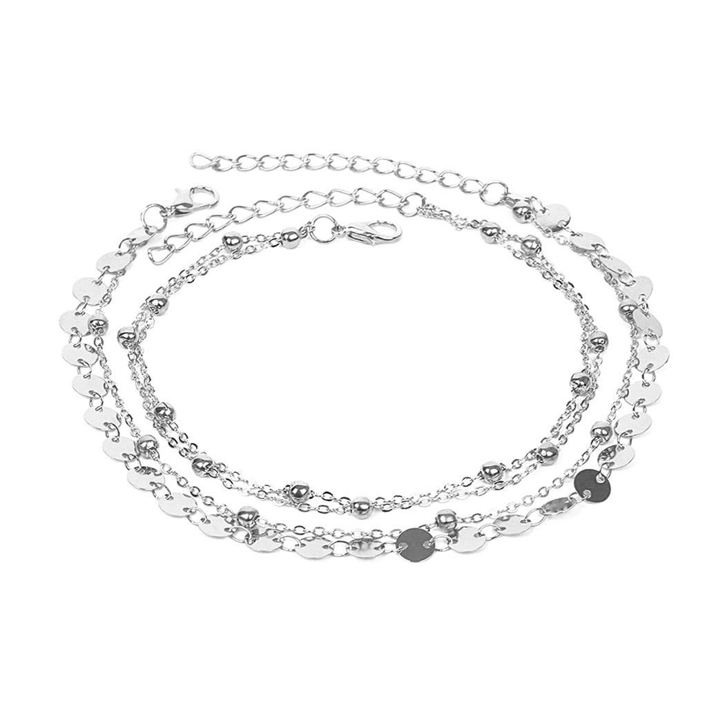 2 Pieces Coin Sequin Anklet Chain Ankle Bracelet Barefoot