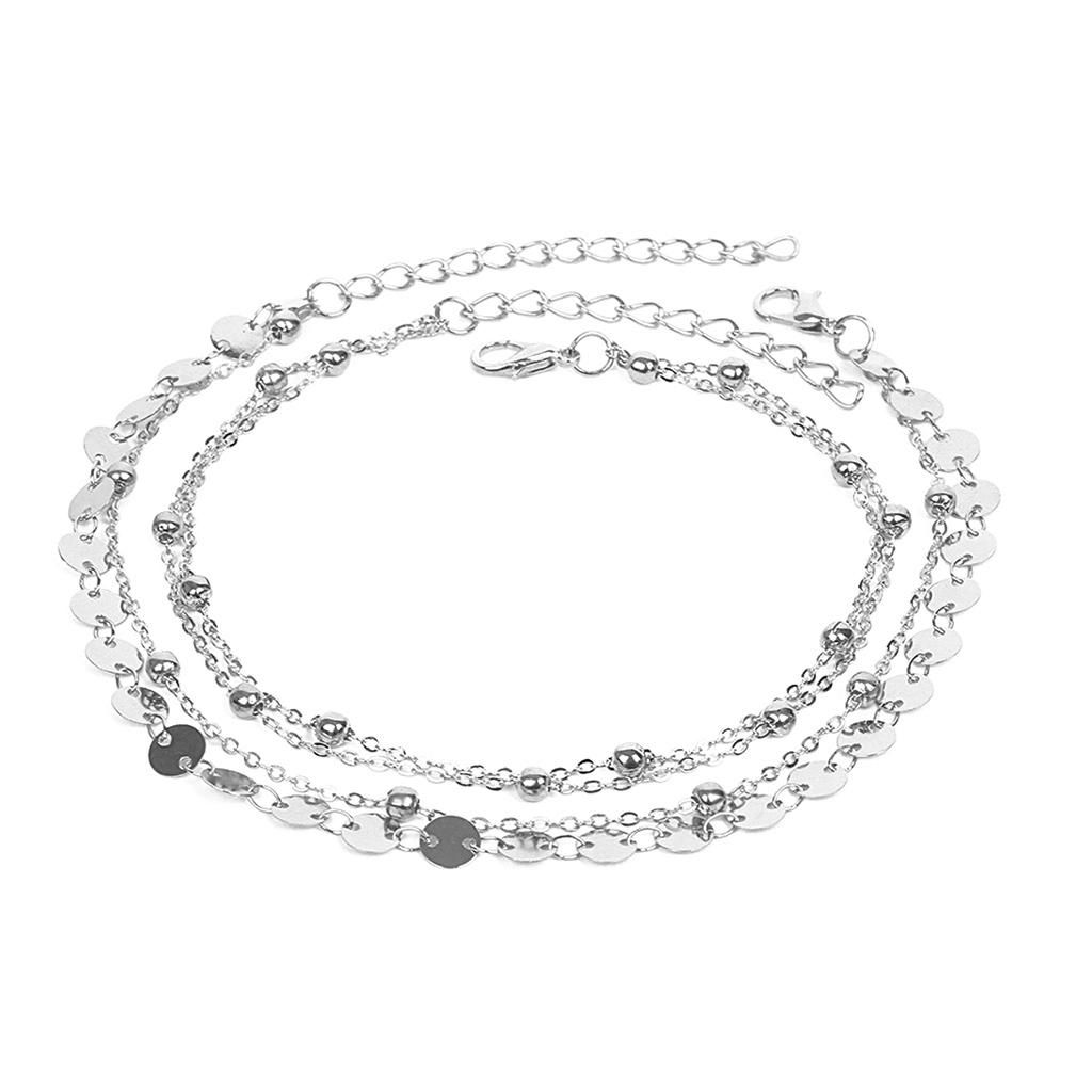 2 Pieces Coin Sequin Anklet Chain Ankle Bracelet Barefoot
