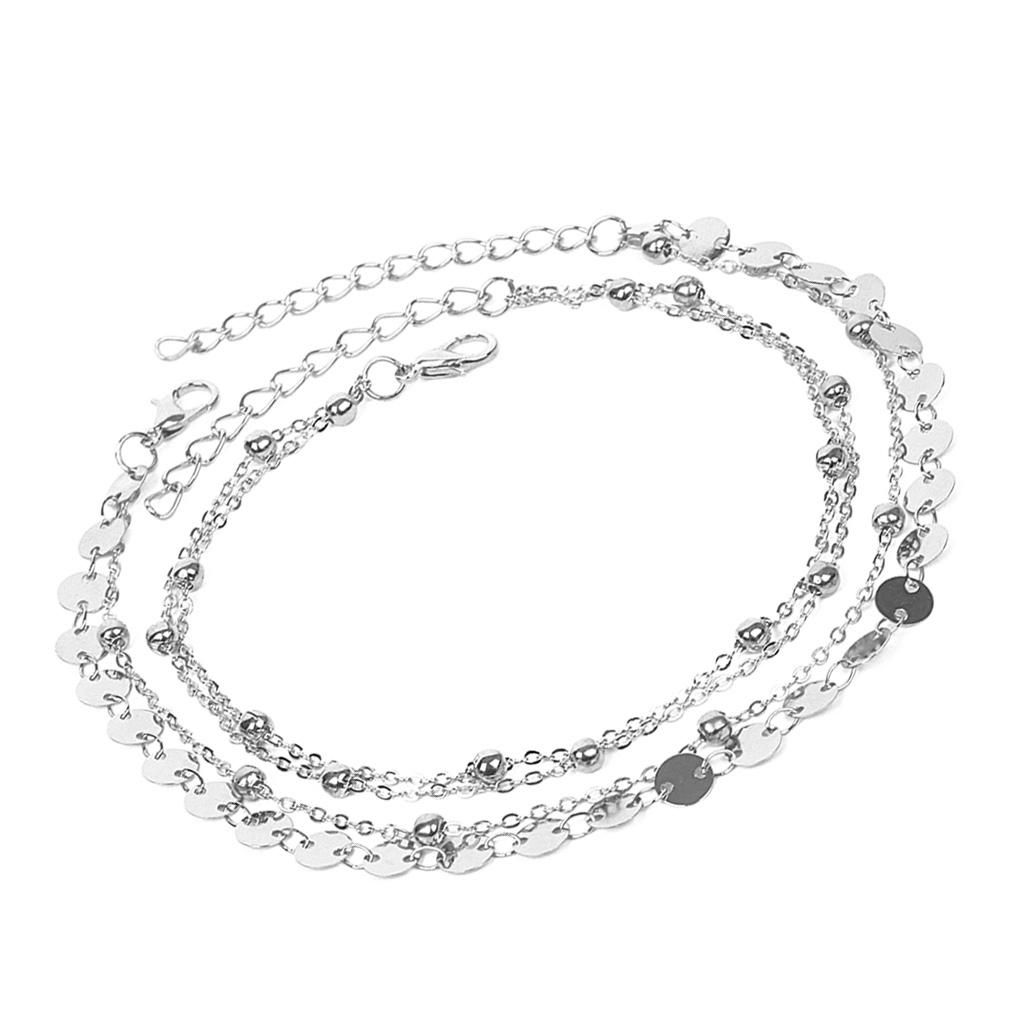 2 Pieces Coin Sequin Anklet Chain Ankle Bracelet Barefoot