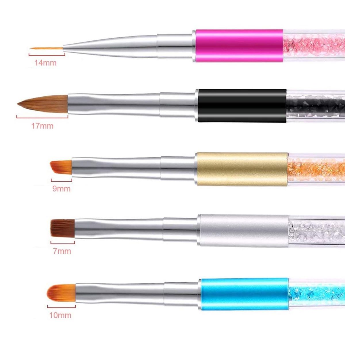5Pcs Acrylic Nail Brush Kit Nail Art Tips UV Nail Builder Brush Nail Painting Brush For Nail Art Design Painting Drawing Pen Set Nail Tool