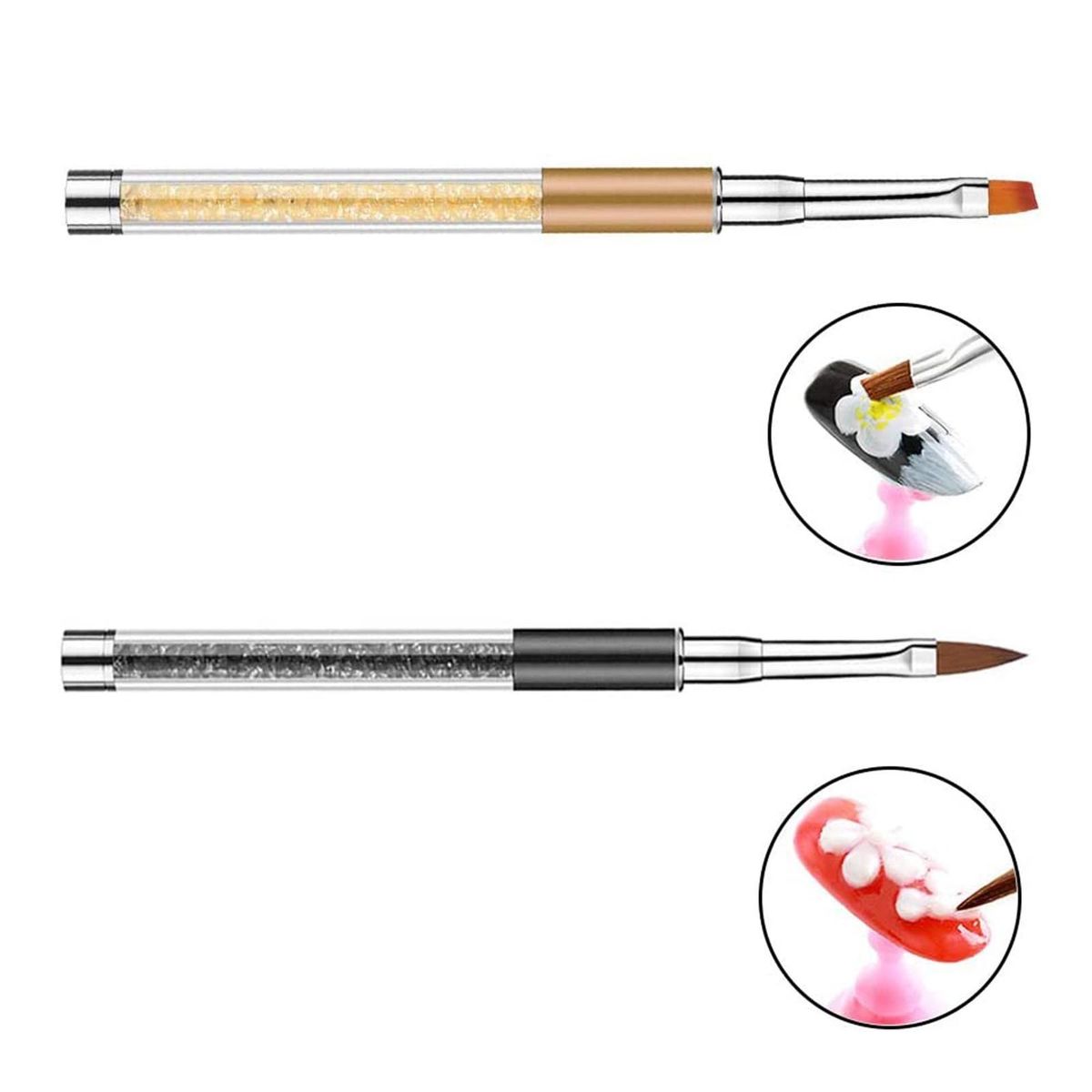 5Pcs Acrylic Nail Brush Kit Nail Art Tips UV Nail Builder Brush Nail Painting Brush For Nail Art Design Painting Drawing Pen Set Nail Tool