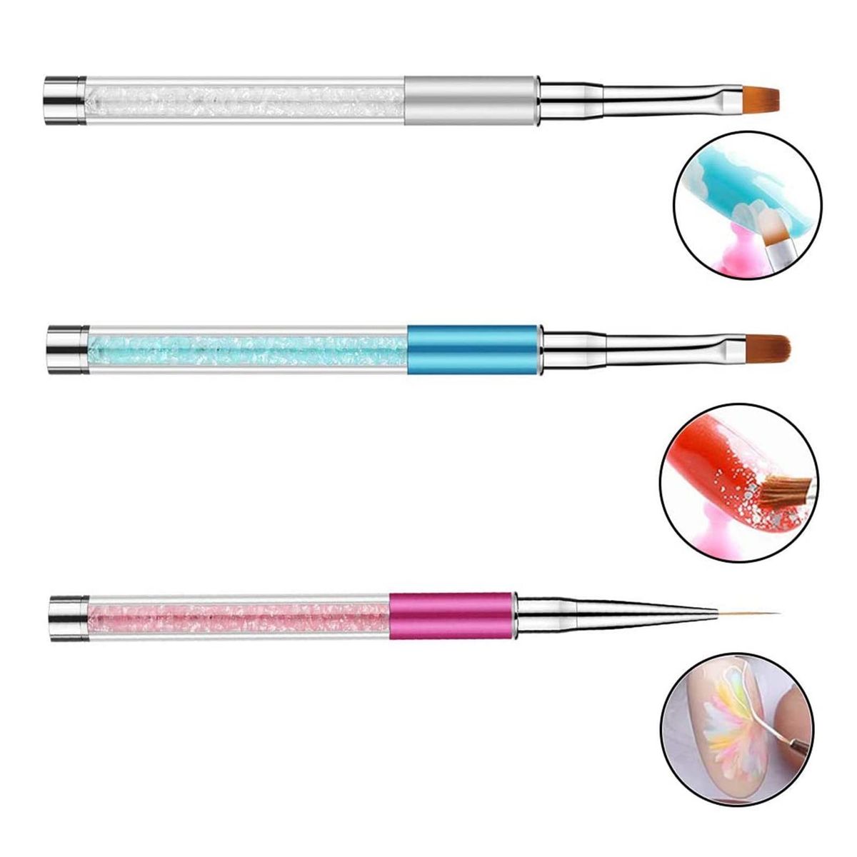 5Pcs Acrylic Nail Brush Kit Nail Art Tips UV Nail Builder Brush Nail Painting Brush For Nail Art Design Painting Drawing Pen Set Nail Tool