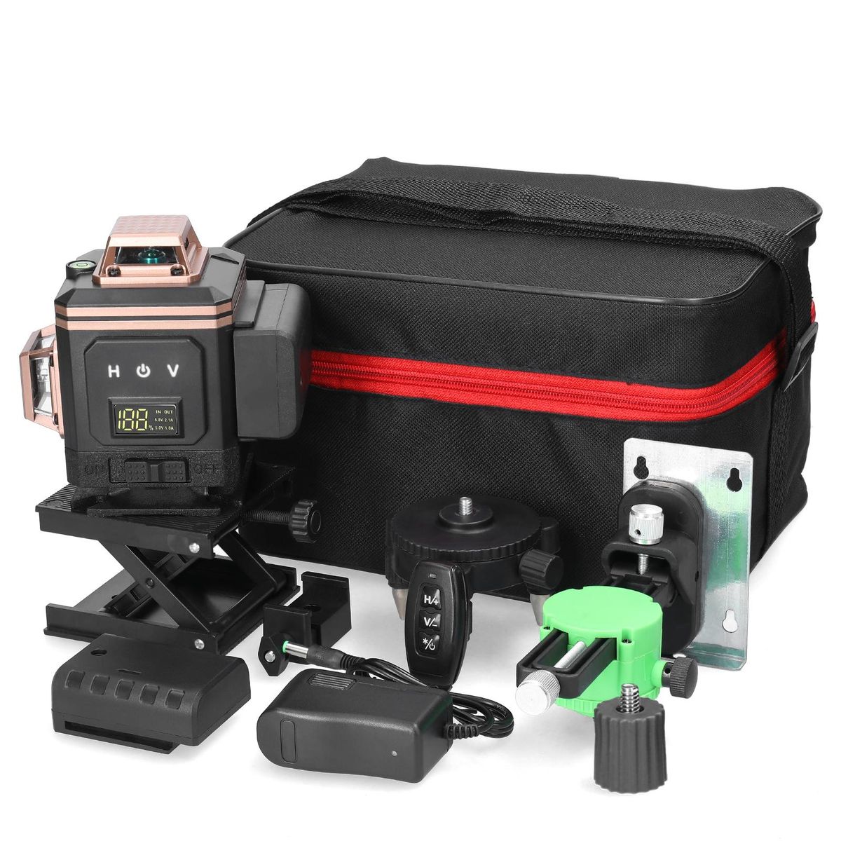 Multifunctional 16 Lines Laser Level 4° Self-leveling Machine Rechargeable Lithium Battery Leveling Tool Omnidirectional Ground Wall Sticker IP54 Waterproof Home Improvement Tools Set