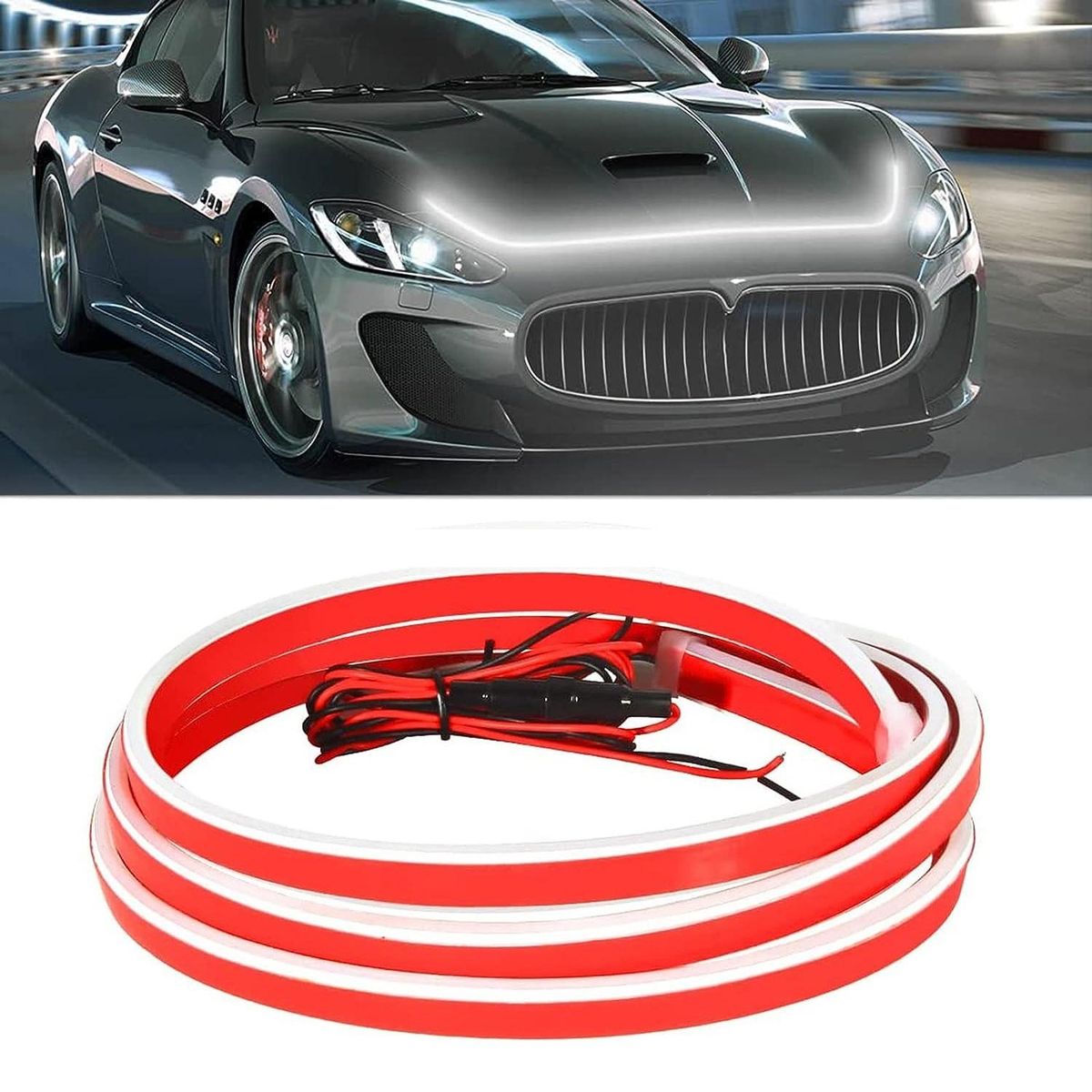 Car Hood Lights 70.9inch (180cm) Super Bright Scanning On Startup Waterproof LED DRL White