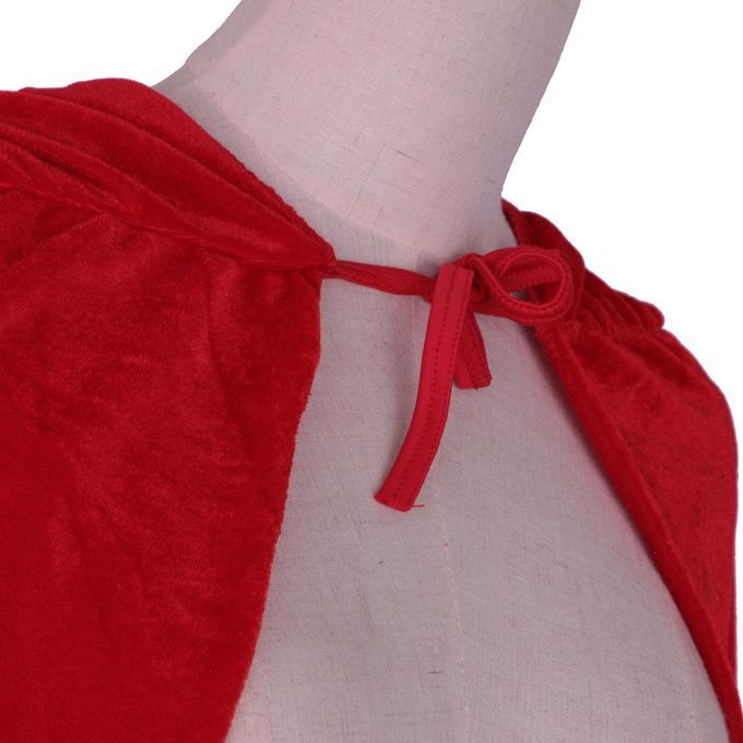 Adult Velvet Hooded Cape Gothic Devil Cloak Medieval Witch Costume Red