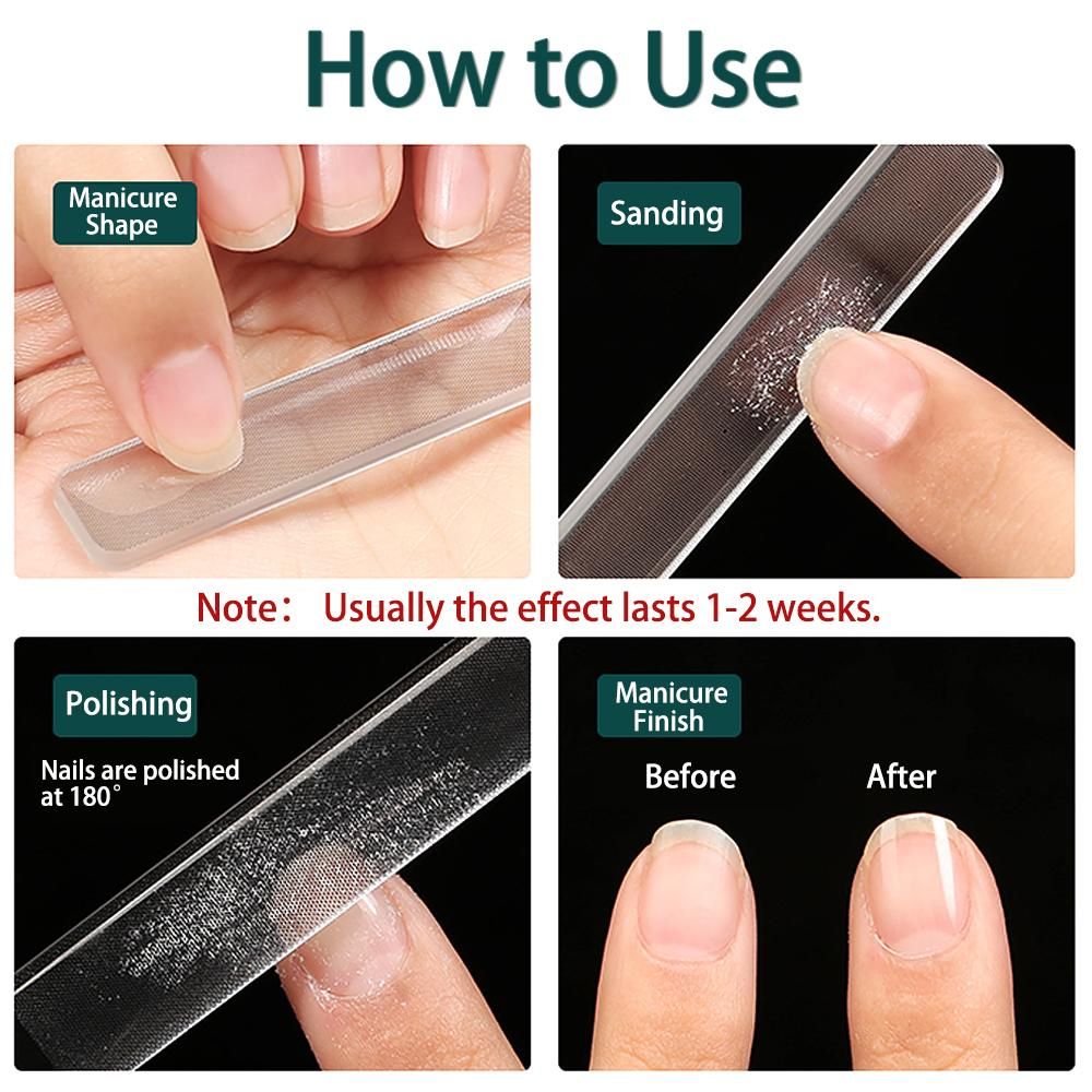 Nano Glass Nail File, Durable Shiner Manicure Files Nail Buffer File Professional Polishing Manicure Art Tool