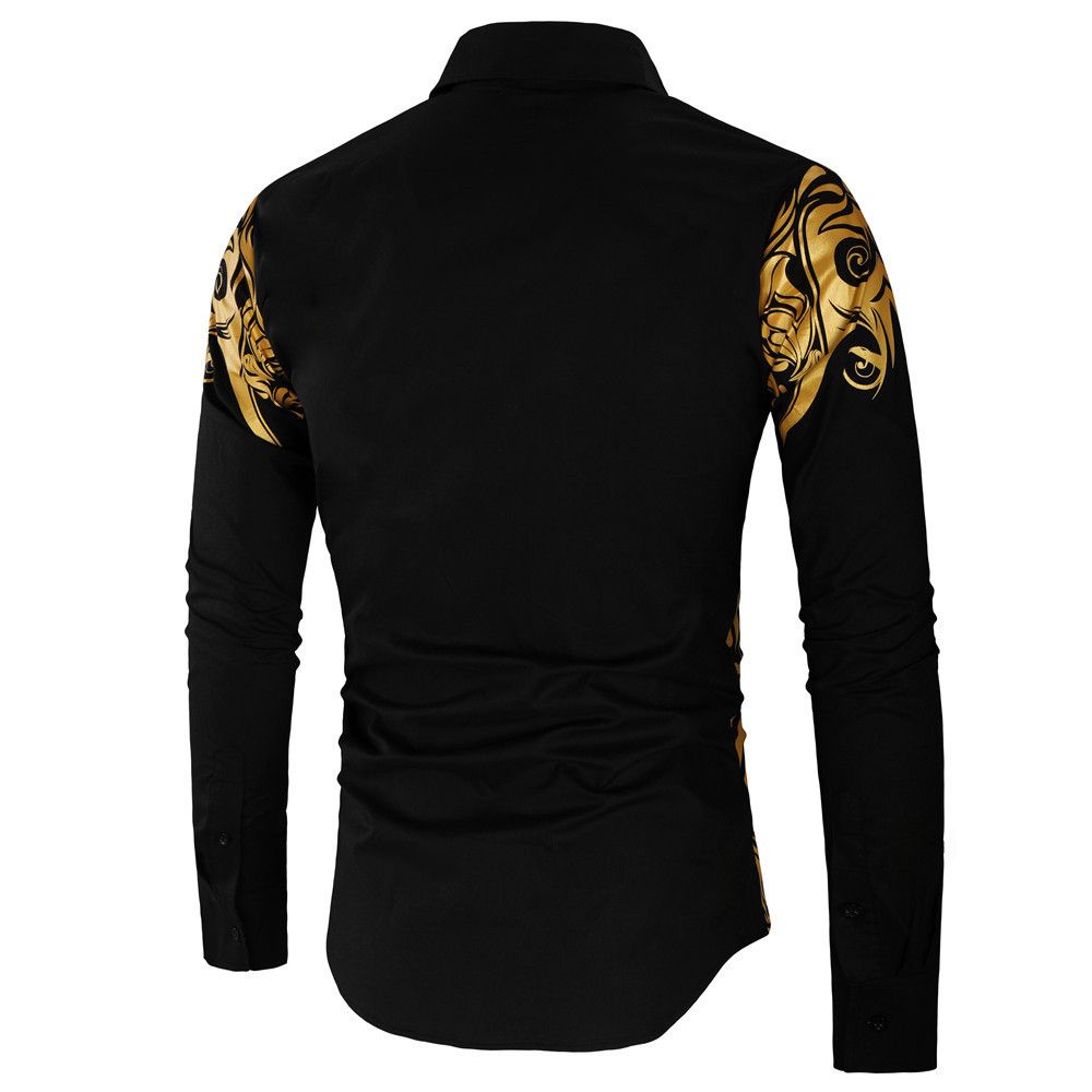 Traditional Clothing Men's Hot Stamping Printing High-End Casual Shirts